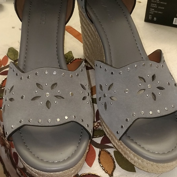 COACH Wedge Suede Sandals - Picture 7 of 8